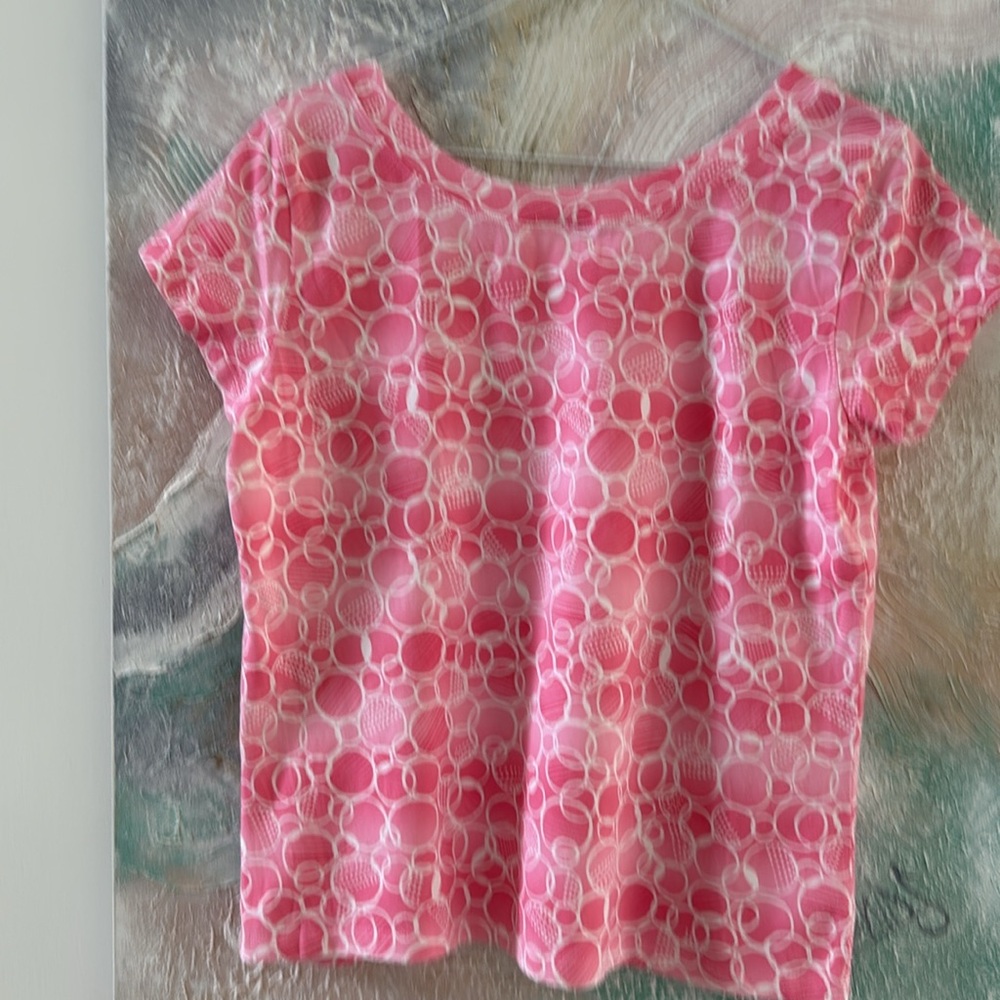 Talbots Pink Circle Design Top - Picture 3 of 3